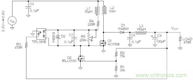 圖2：基于MOSFET的焦耳小偷電路。